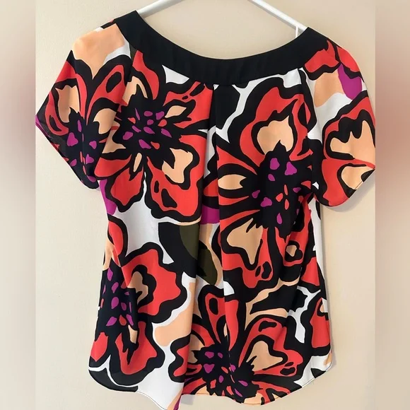 Worthington Bold Floral Blouse - Red, Black, Orange - Picture 2 of 4